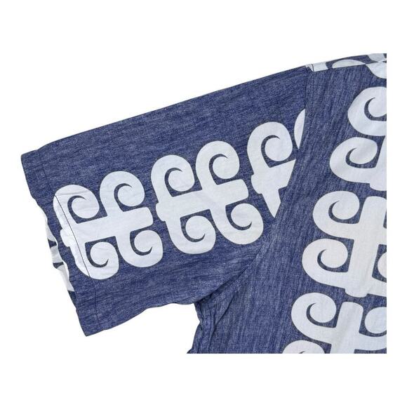 Reyn Spooner Hawaiian Shirt Mens Large Gray Geometric Short Sleeve Button Up - Picture 4 of 12